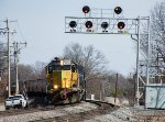 The Empty Grain Train rounds the bend at Shirley